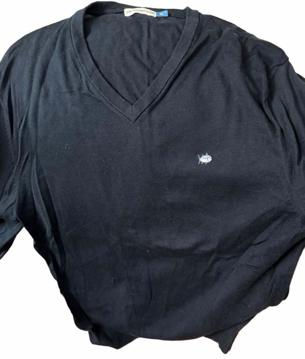 Southern Tide Men's Black V-Neck Long Sleeve Sweater Size XL